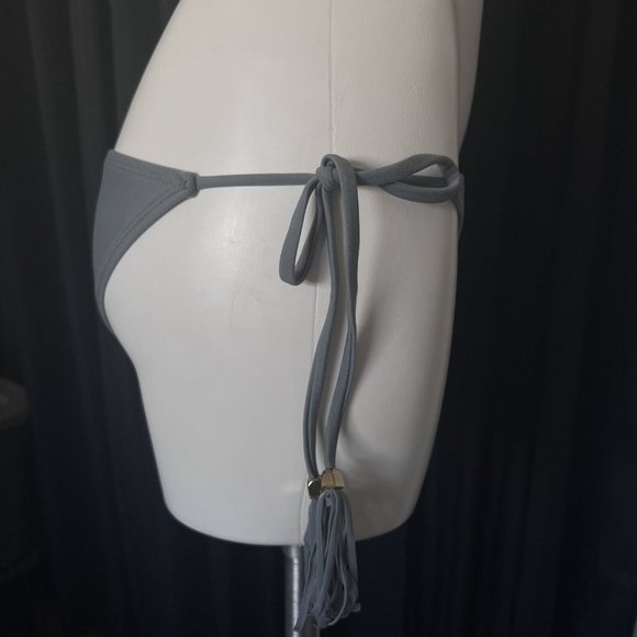 Kandy Wrapper Bikini Bottoms Grey Ties Side Tassel String Bathing Suit New Med - Picture 11 of 12